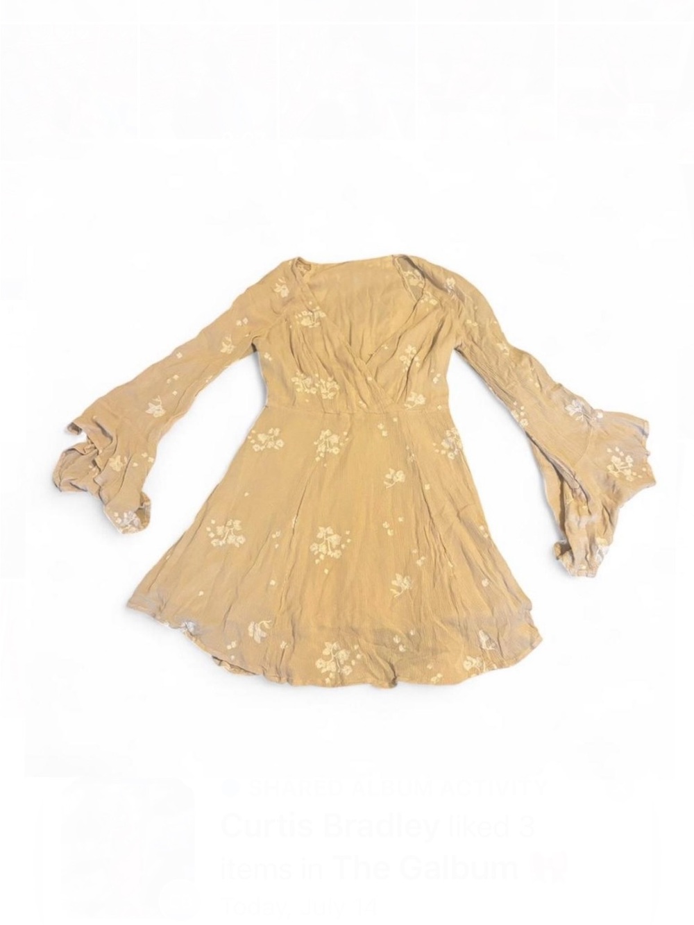 Free People Size 4 Butterfly-Sleeve Floral Embroidered Mini Dress Cream Boho